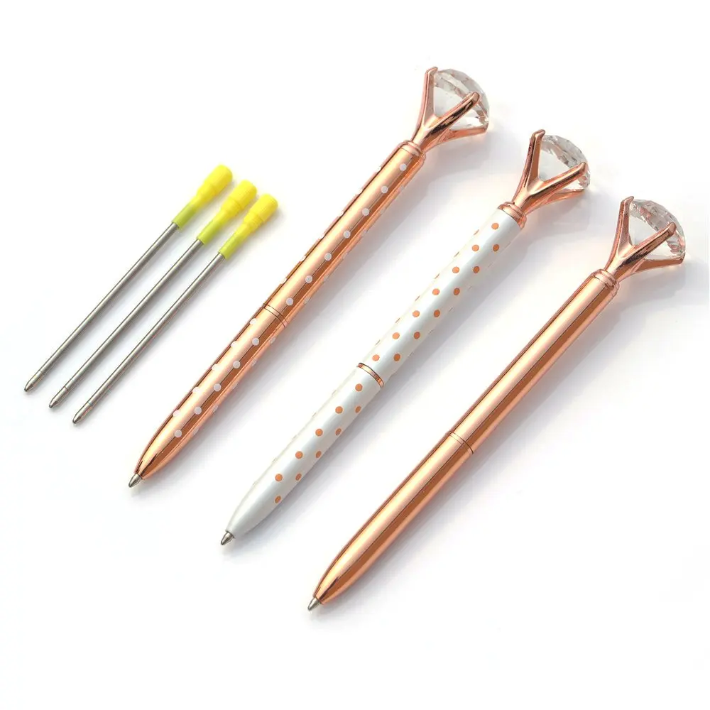 XRHYY 3Pcs Rose Gold Pens Top Diamond Pen Fine Point Rhinestones Crystal Metal Ballpoint Pens Black Ink with 3 Extra Pen Refill
XRHYY 3Pcs Rose Gold Pens Top Diamond Pen Fine Point Rhinestones Crystal Metal Ballpoint Pens Black Ink with 3 Extra Pen Refill