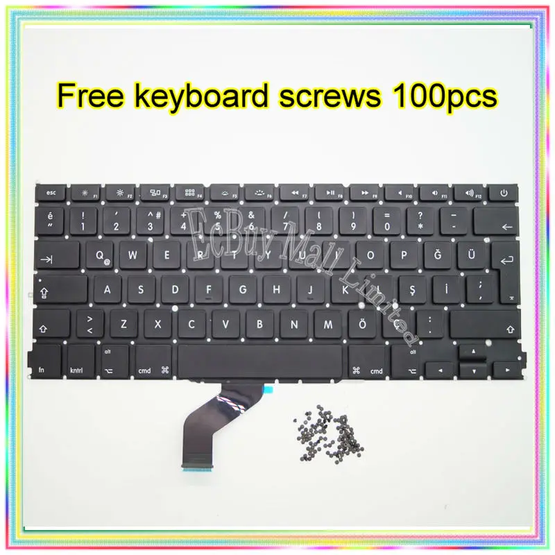 Турецкая клавиатура TR без подсветки для Macbook Retina, 13,3 дюйма, A1425, 2012 год
Турецкая клавиатура TR без подсветки для Macbook Retina, 13,3 дюйма, A1425, 2012 год