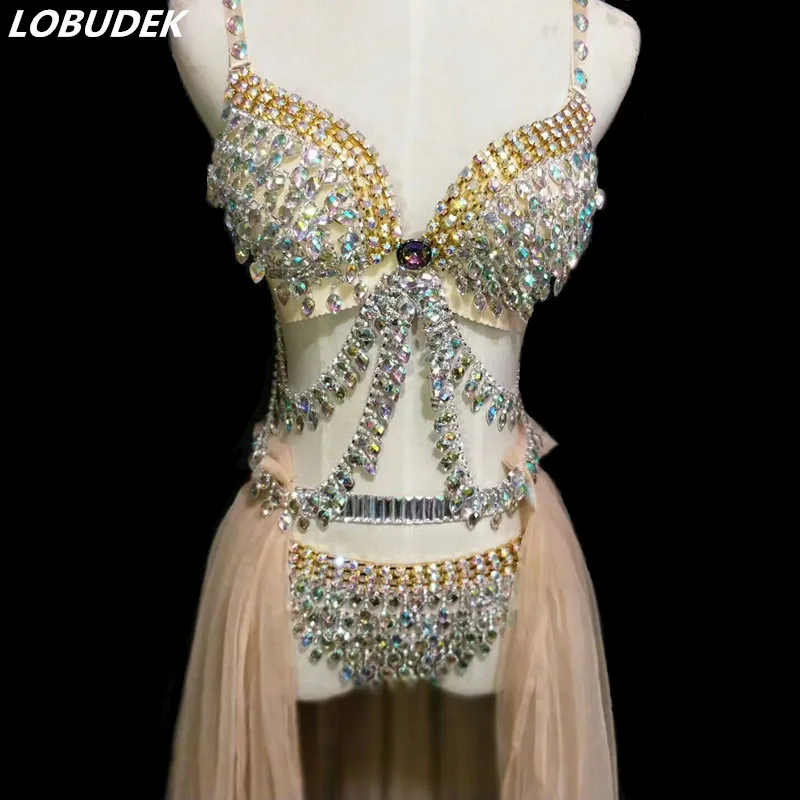 Sparkly Colorful Rhinestones Bikini Crystals Bra Shorts Girdle Set Prom Party Catwalk Show Costume Nightclub DJ Singer Host Wear
Sparkly Colorful Rhinestones Bikini Crystals Bra Shorts Girdle Set Prom Party Catwalk Show Costume Nightclub DJ Singer Host Wear