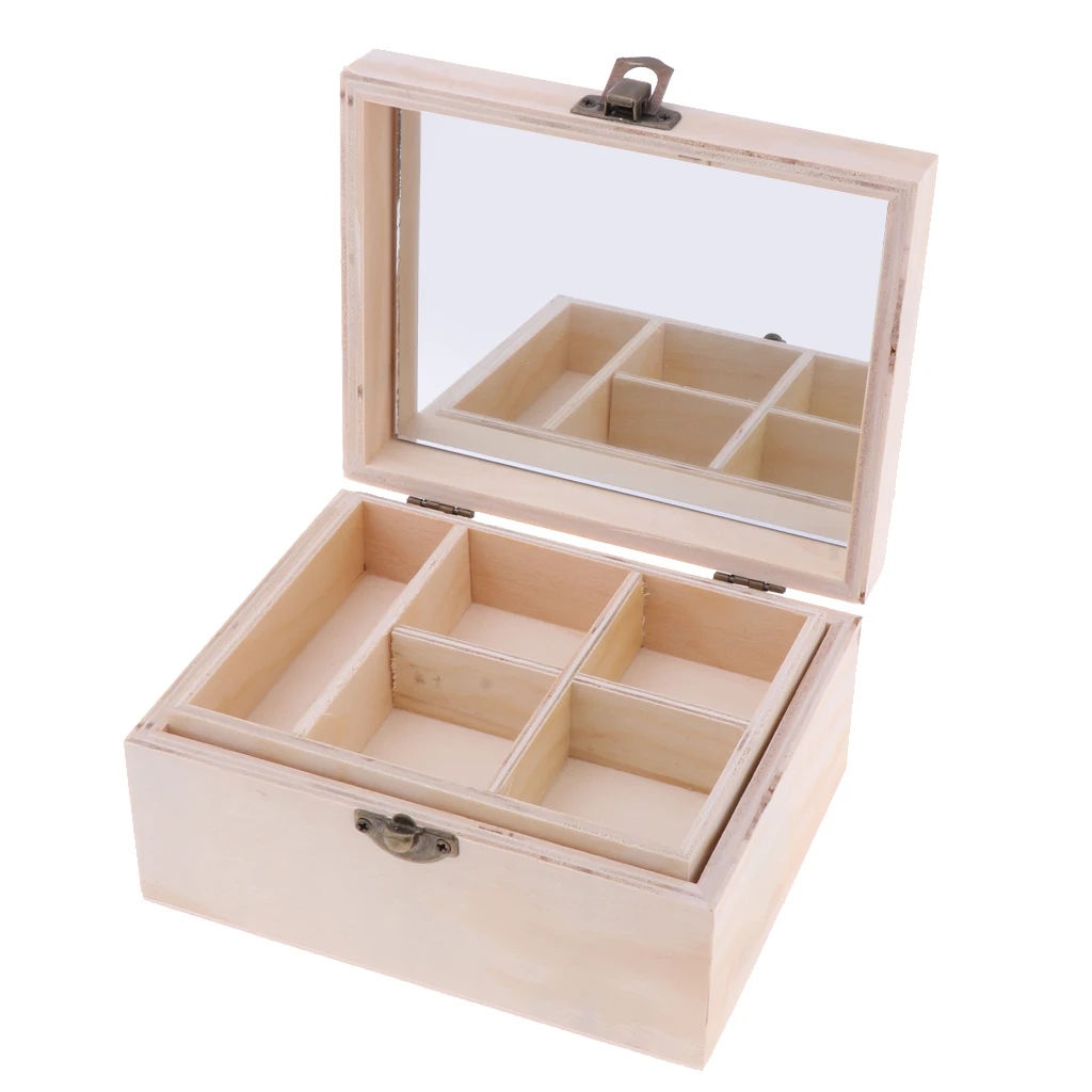 2 Layers Plain Unpainted Wooden Jewelry Box Organizer Storage Container Unfinished Case DIY Crafts Gifts
2 Layers Plain Unpainted Wooden Jewelry Box Organizer Storage Container Unfinished Case DIY Crafts Gifts