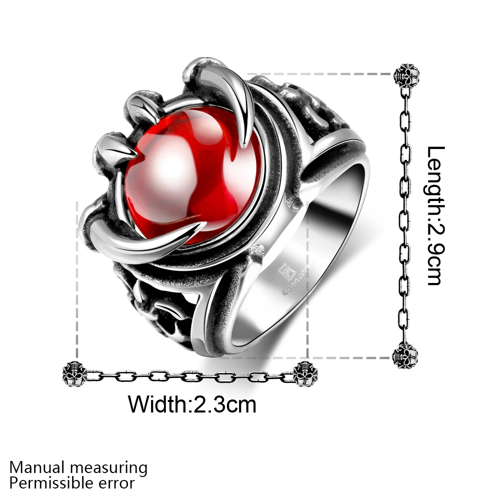 Stainless Steel Wolf claw Punk Ring with red Retro Vintage Biker Large Antique Black Men's Rings For Seal men Rock mens Jewelry
Stainless Steel Wolf claw Punk Ring with red Retro Vintage Biker Large Antique Black Men's Rings For Seal men Rock mens Jewelry