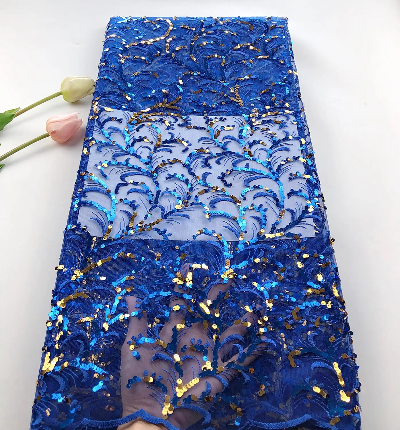 2019 Latest African Net Lace Fabric High Quality Royal blue Sequins Nigerian Wedding Lace Fabrics Sequins French Tulle lace
2019 Latest African Net Lace Fabric High Quality Royal blue Sequins Nigerian Wedding Lace Fabrics Sequins French Tulle lace