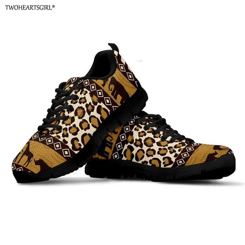 Женские кроссовки на плоской подошве twoheart леопардовые повседневные сетчатые с 3D