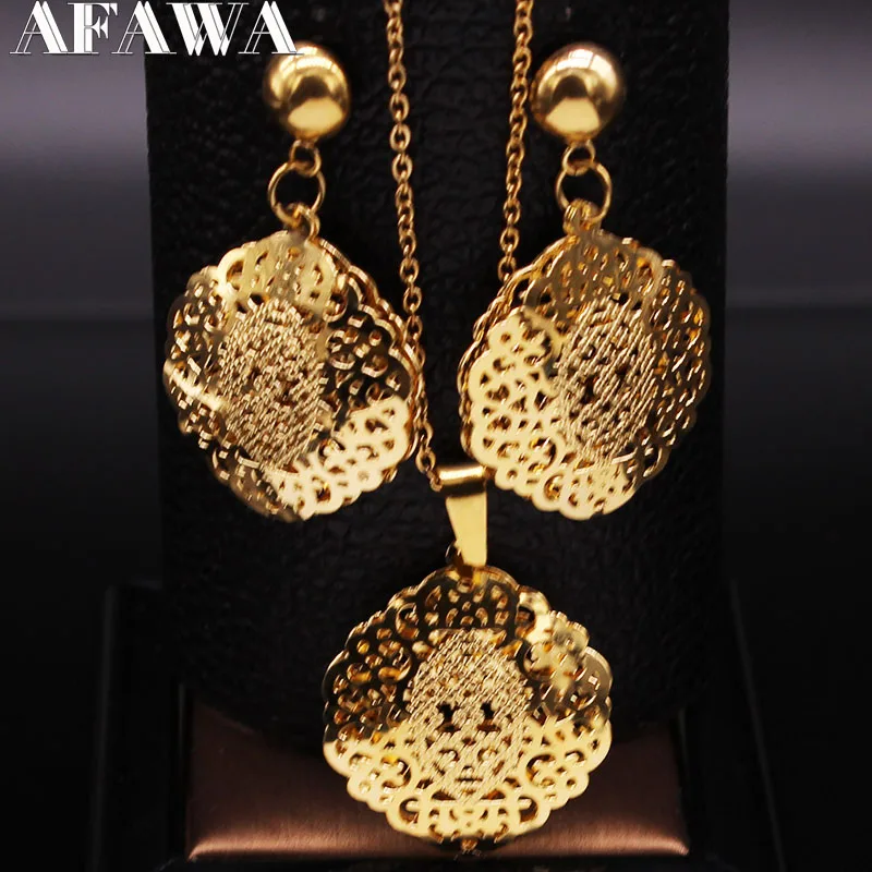 Islam Flower Stainless Steel Jewelry Sets for Women Gold Color Necklace Set Jewelry eensemble de bijoux en acier inoxydable luxe
Islam Flower Stainless Steel Jewelry Sets for Women Gold Color Necklace Set Jewelry eensemble de bijoux en acier inoxydable luxe