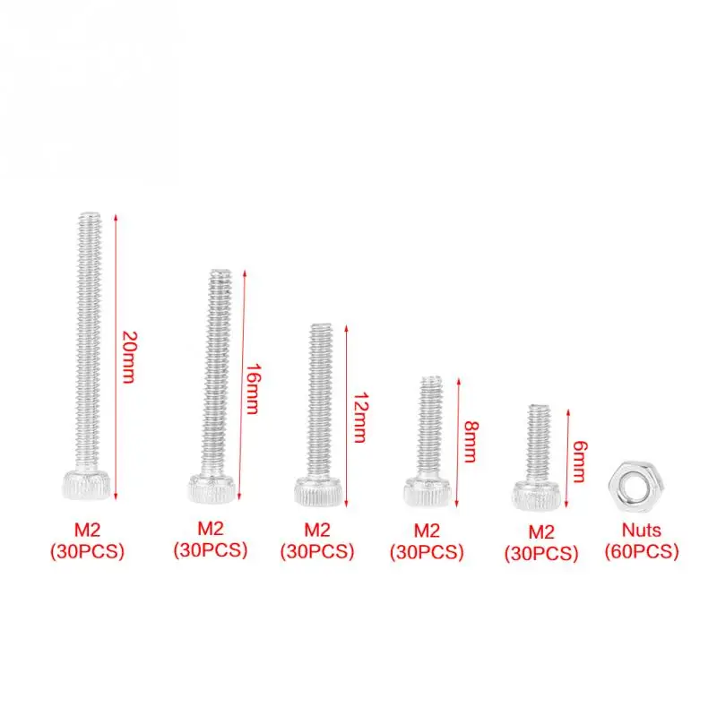 210Pcs M2 Nuts And Set 304 Stainless Steel Cup Head Hex Socket Screws Assortment Kit with Box |