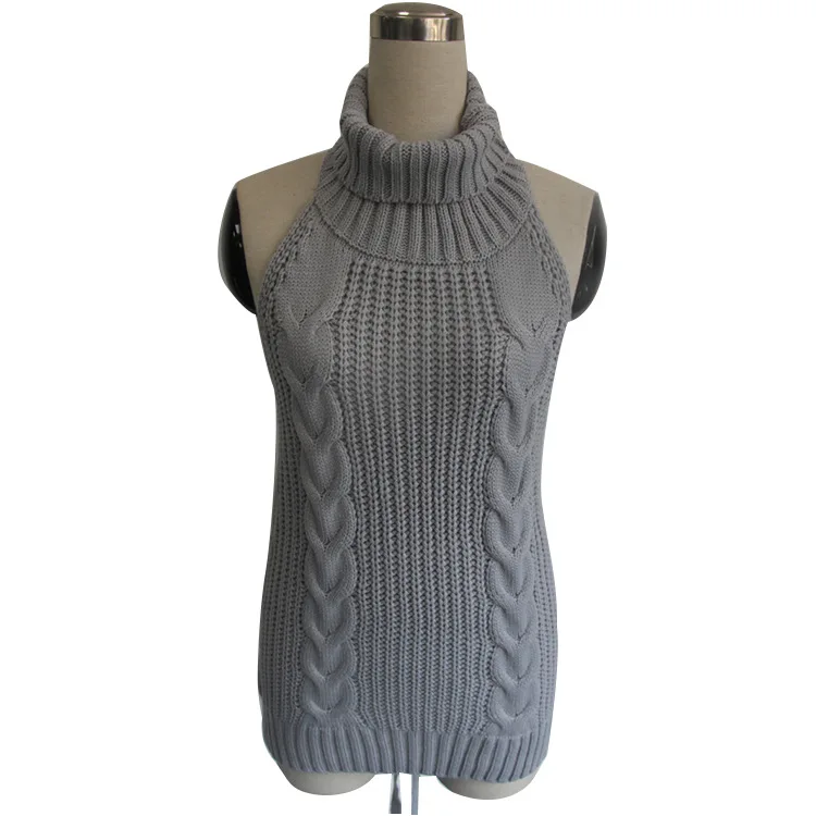 2018 Chic Sexy Turtleneck Sleeveless Fashion lady Backless knitwear Casual Sweater Knitted Pullover
2018 Chic Sexy Turtleneck Sleeveless Fashion lady Backless knitwear Casual Sweater Knitted Pullover