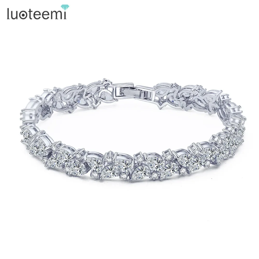 LUOTEEMI European Round Cut Cubic Zircon Bracelet Romantic White Gold-Color Clear Teadrop AAA CZ Bride Bangle Elegant Bracelet
LUOTEEMI European Round Cut Cubic Zircon Bracelet Romantic White Gold-Color Clear Teadrop AAA CZ Bride Bangle Elegant Bracelet