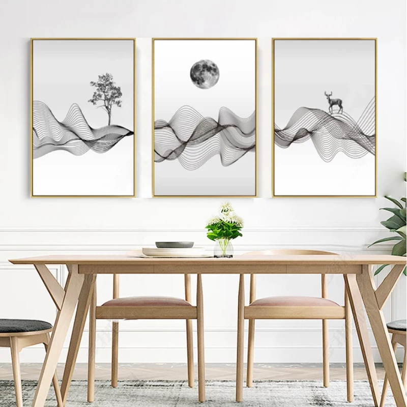 Nordic Abstract Line Moon Deer Tree Canvas Paintings Gray Poster and Print Minimalist Wall Art Pictures for Living Room Decor
Nordic Abstract Line Moon Deer Tree Canvas Paintings Gray Poster and Print Minimalist Wall Art Pictures for Living Room Decor