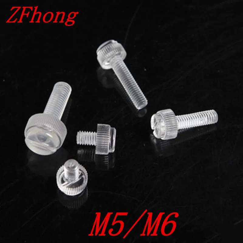 100pcs M5 M6 Transparent Screws PC Clear Thumb Screws Knurl Head Slotted Polycarbonate Plastic Fastener
100pcs M5 M6 Transparent Screws PC Clear Thumb Screws Knurl Head Slotted Polycarbonate Plastic Fastener