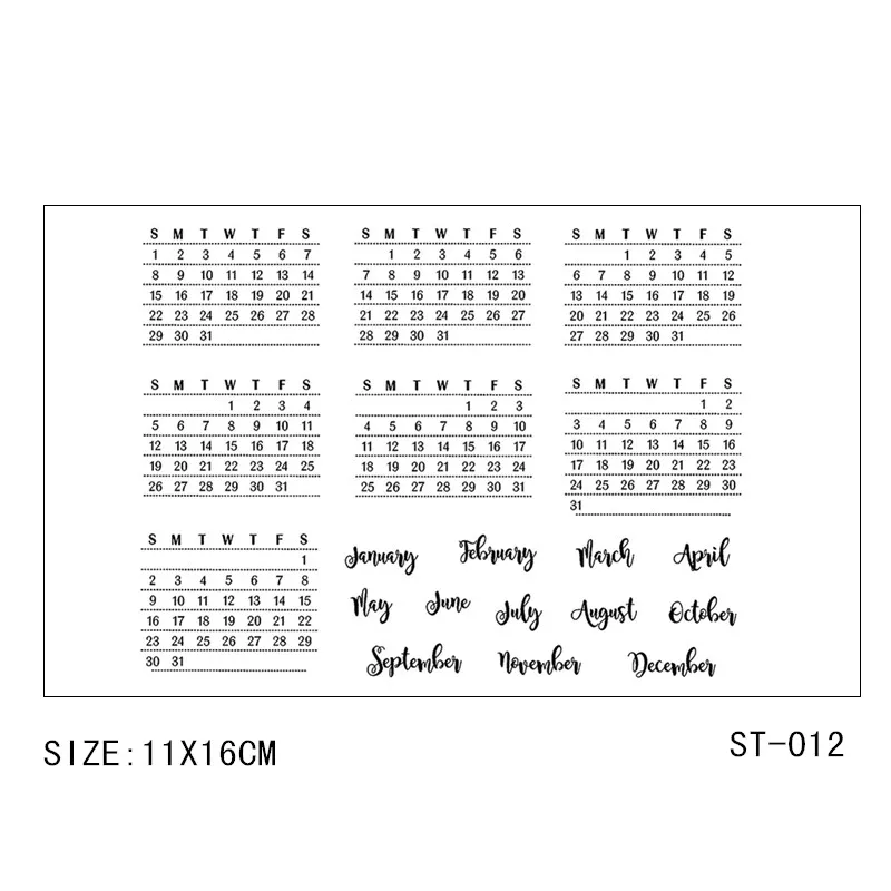 ZhuoAng Calendar/Week Transparent Clear Stamps For DIY Scrapbooking Album Card Making DIY Decoration Making
ZhuoAng Calendar/Week Transparent Clear Stamps For DIY Scrapbooking Album Card Making DIY Decoration Making