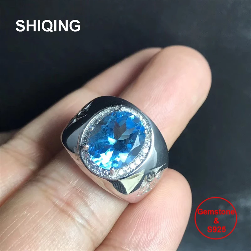 Мужское серебряное кольцо SHIQING, кольцо с натуральным синим топазом, с рисунком в виде топаза, для мужчин
Мужское серебряное кольцо SHIQING, кольцо с натуральным синим топазом, с рисунком в виде топаза, для мужчин