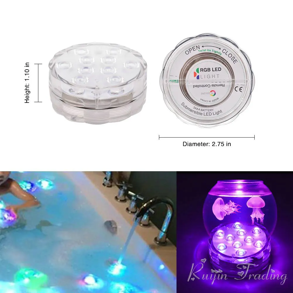 Подводные погружная Ваза 10 светодио дный LED пульт дистанционного управления RGB