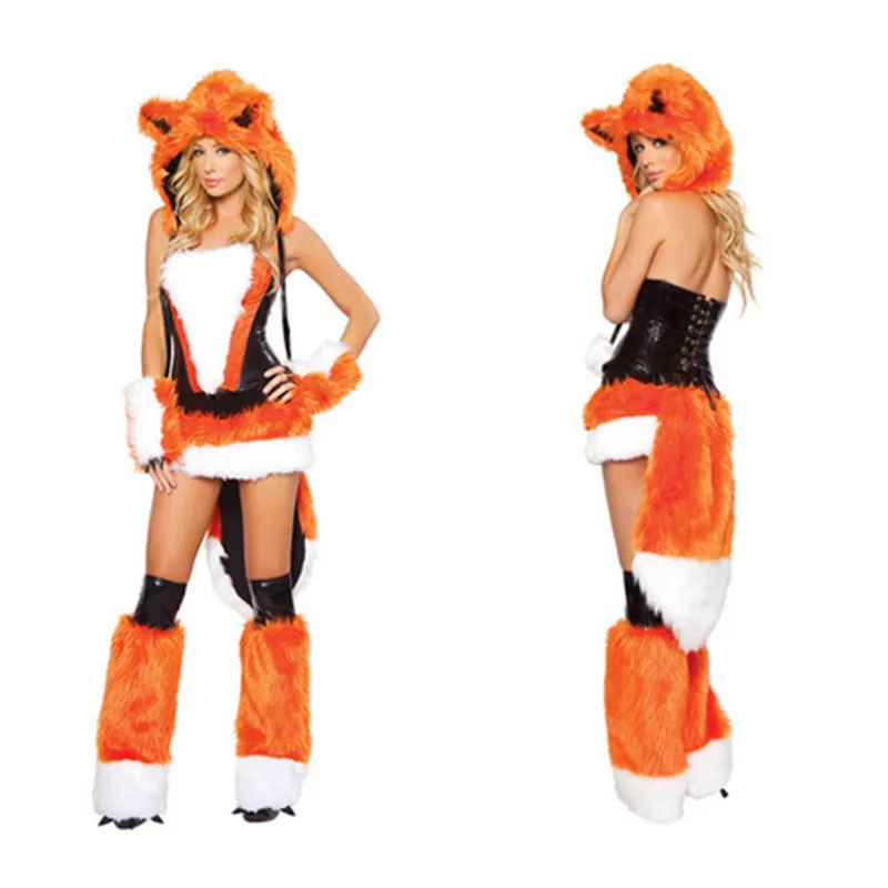 Firefox плюшевые животного платье Хэллоуин Sexy Костюм с покемонами праздничная