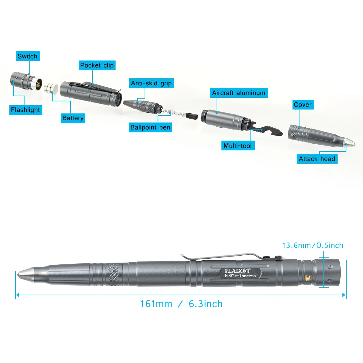 Multi-function Tactical Pen Survival Military LED Flashlight Glass Breaker Self Defense Tool Ballpoint Pens HJ55
Multi-function Tactical Pen Survival Military LED Flashlight Glass Breaker Self Defense Tool Ballpoint Pens HJ55