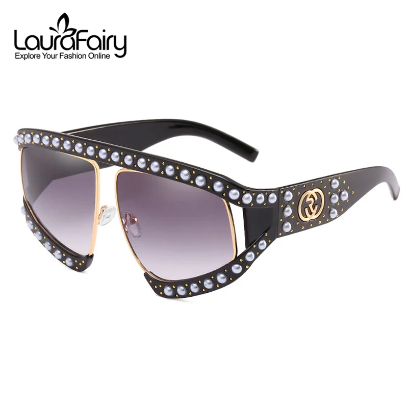 Laura Fairy Women Fashion Pearl Decoration Sunglasses Goggles Men Oversize Frame Gradient Lens UV400 Driving Sunglasses A30566
Laura Fairy Women Fashion Pearl Decoration Sunglasses Goggles Men Oversize Frame Gradient Lens UV400 Driving Sunglasses A30566