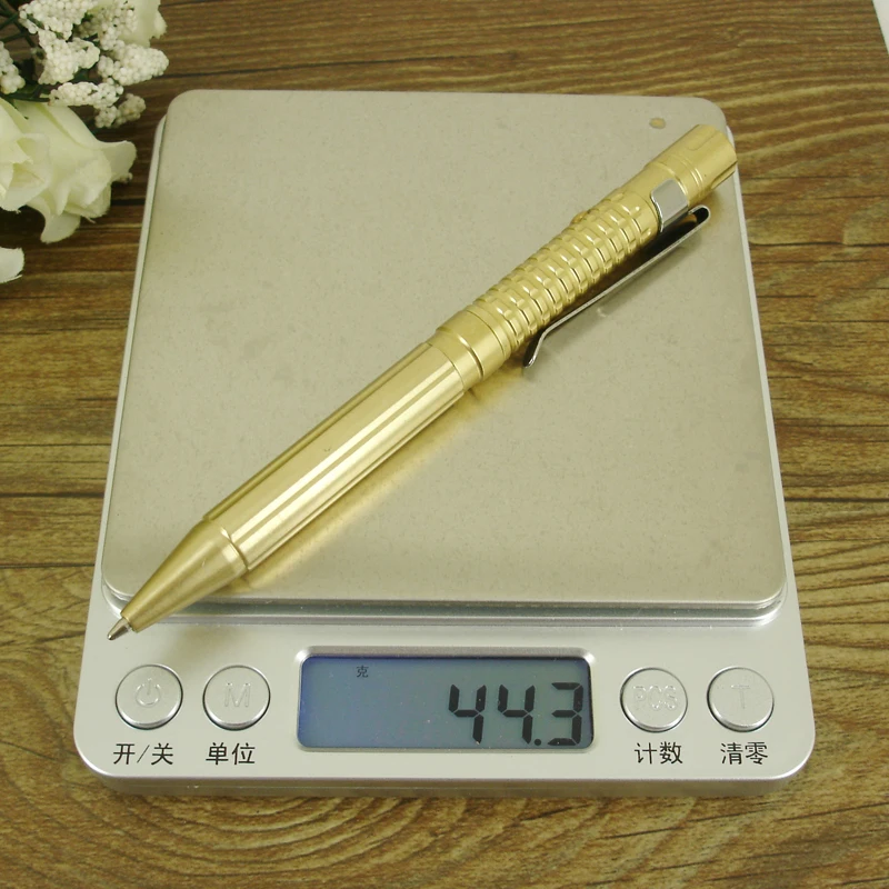 ACMECN Gold Brass Ball Pen with LED Torch Unisex Outdoor Camping Pocket Pen with Carving Pattern Multi-function Ballpoint Pen
ACMECN Gold Brass Ball Pen with LED Torch Unisex Outdoor Camping Pocket Pen with Carving Pattern Multi-function Ballpoint Pen