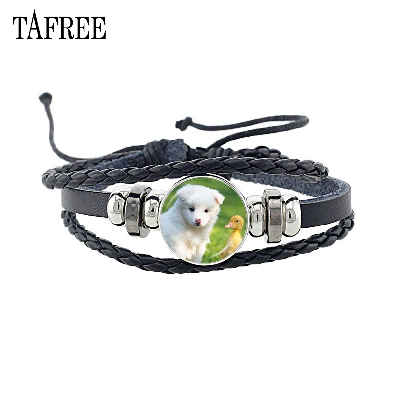 TAFREE Vintage Black Bracelet Round Glass Cabochon Dome Dog Painting Pu Leather Bracelet Charm For Men&Woman Jewelry N958
TAFREE Vintage Black Bracelet Round Glass Cabochon Dome Dog Painting Pu Leather Bracelet Charm For Men&Woman Jewelry N958