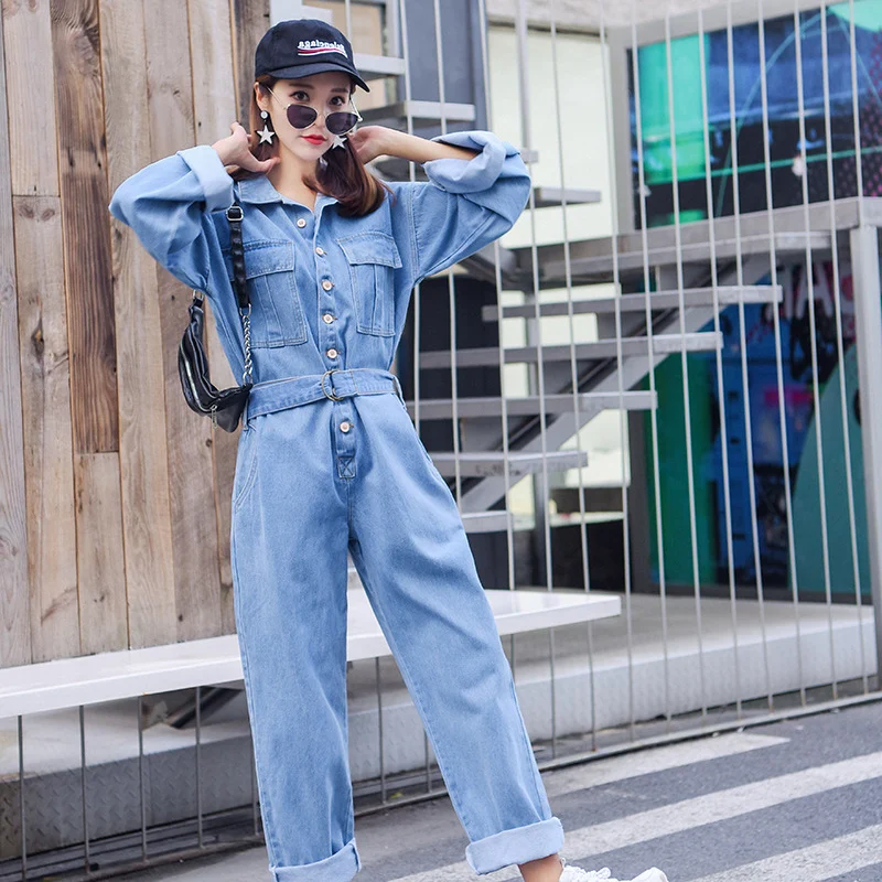 Women Long Sleeve Denim Jumpsuit Jeans Military Cargo Rompers Design Single Breasted Button Korean Harajuku Streetwear Dungarees
Women Long Sleeve Denim Jumpsuit Jeans Military Cargo Rompers Design Single Breasted Button Korean Harajuku Streetwear Dungarees