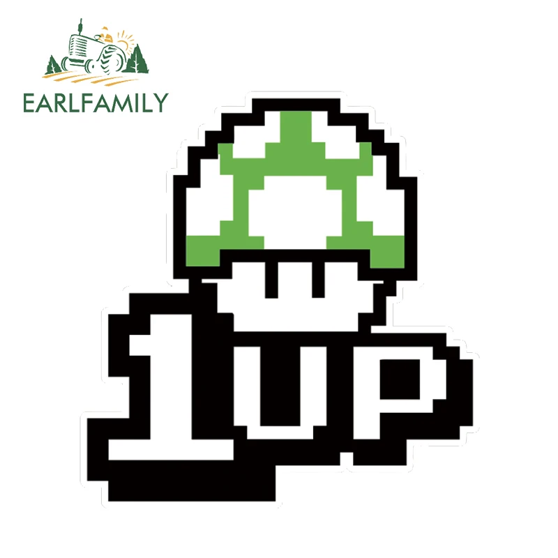 EARLFAMILY 13 см x 12 5 игра в грибы 1up Светоотражающая наклейка s мультяшный автомобиль