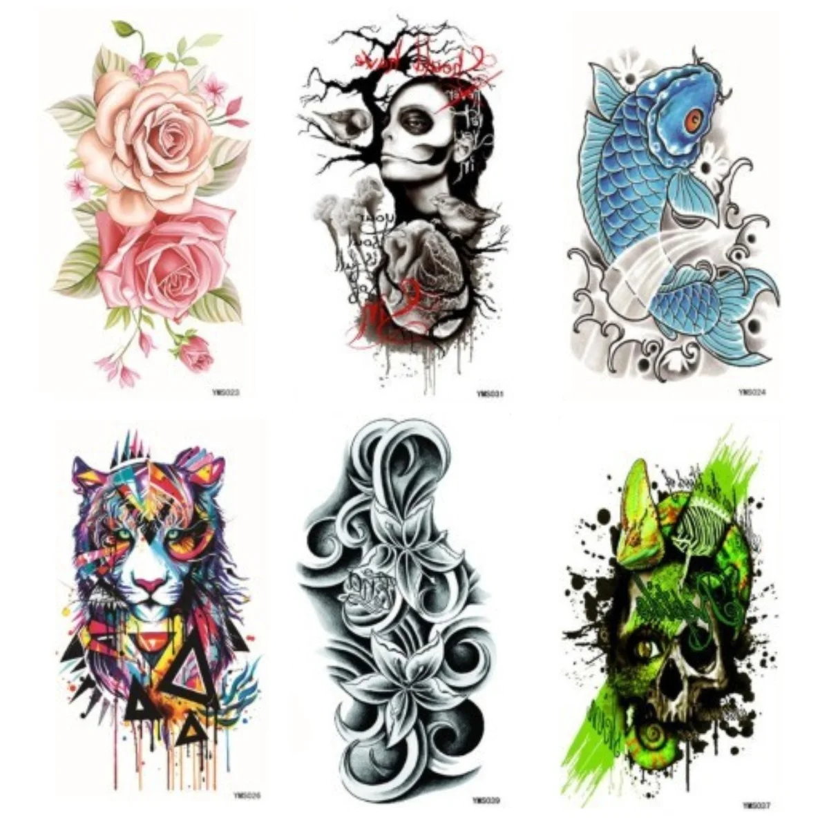 5Pcs Tiger Skull Temporary Watercolor Tattoos Sticker Removable 3D Flowers Waterproof Tattoo Beauty Body Art Easy Wear and Clean
5Pcs Tiger Skull Temporary Watercolor Tattoos Sticker Removable 3D Flowers Waterproof Tattoo Beauty Body Art Easy Wear and Clean