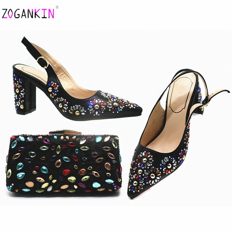 New Arrival Black African Shoes with Matching Bag Set Decorated with Rhinestones Italian Shoes and Bag Set To Match for Party
New Arrival Black African Shoes with Matching Bag Set Decorated with Rhinestones Italian Shoes and Bag Set To Match for Party