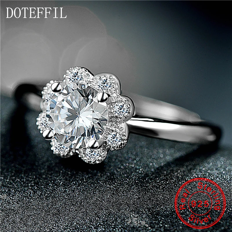 DOTEFFIL 925 Silver Women Ring Fashion Charm Flowers AAA Crystal 100% Silver Ring Female Jewelry
DOTEFFIL 925 Silver Women Ring Fashion Charm Flowers AAA Crystal 100% Silver Ring Female Jewelry