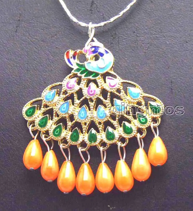 New Fashion Gorgeous Big 40mm Multicolor Peafowl Pendant with 5*9mm Pink Coral 17" necklace Free silver plated chain -nec5885
New Fashion Gorgeous Big 40mm Multicolor Peafowl Pendant with 5*9mm Pink Coral 17" necklace Free silver plated chain -nec5885