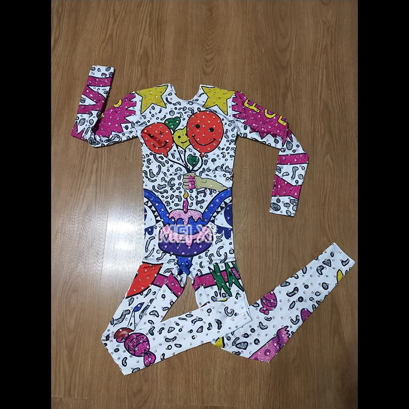 Colorful candy cartoon print rhinestone stretch jumpsuit party nightclub bar concert DJ singer/dancer costume
Colorful candy cartoon print rhinestone stretch jumpsuit party nightclub bar concert DJ singer/dancer costume