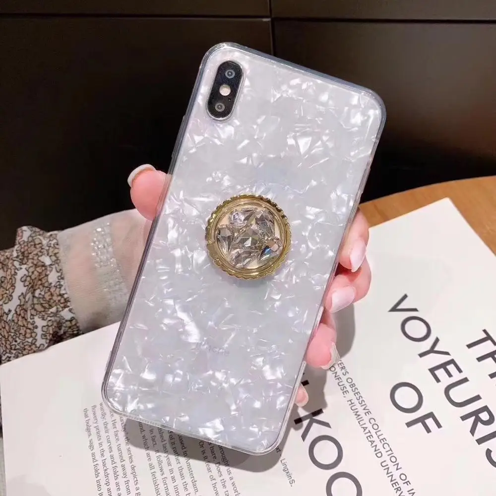 Cases For iPhone 11 Pro Max Xr X Xs Cover Luxury Girly Marble Glitter Diamond Ring Stand Case 6 6S 7 8 Plus | Мобильные телефоны и