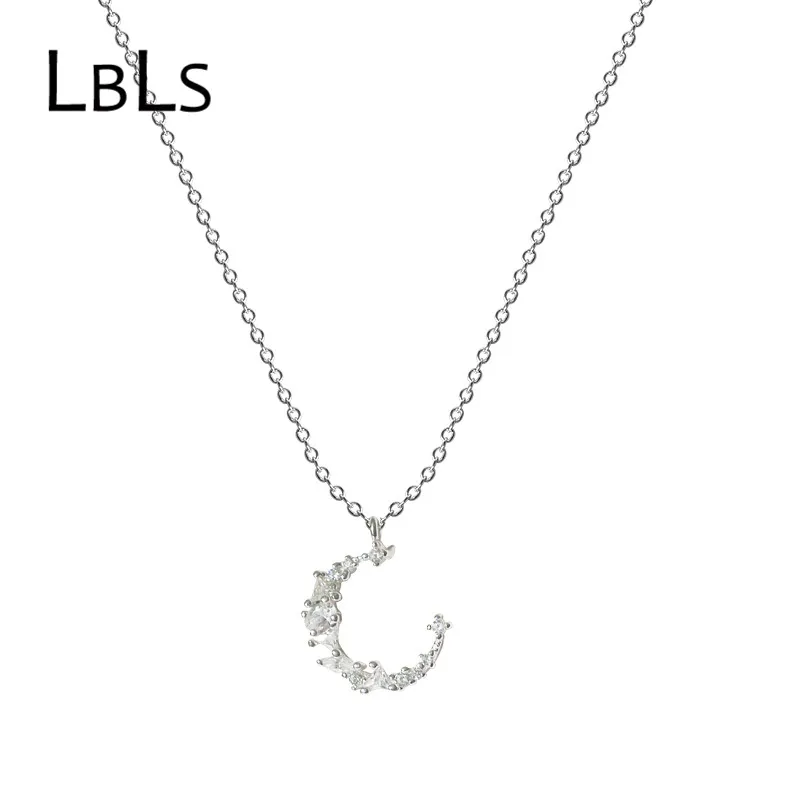 Cubic Zirconia Engraved Sterling Necklace Sweets Love Moon Pendant Jewelry All 925 Sterling Necklace Pendants Women's Necklace