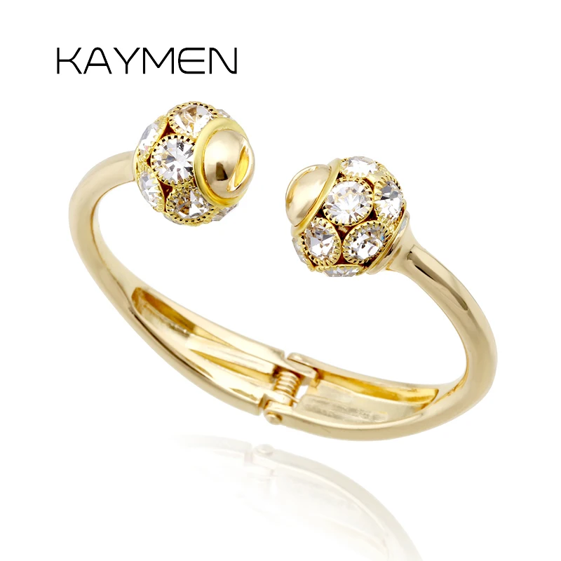 KAYMEN Double Rhinestones Balls Cuff Nail Bangle For Women Golden or Silver Plated Crystal Bangle Fashion Bracelet 2 Colors
KAYMEN Double Rhinestones Balls Cuff Nail Bangle For Women Golden or Silver Plated Crystal Bangle Fashion Bracelet 2 Colors
