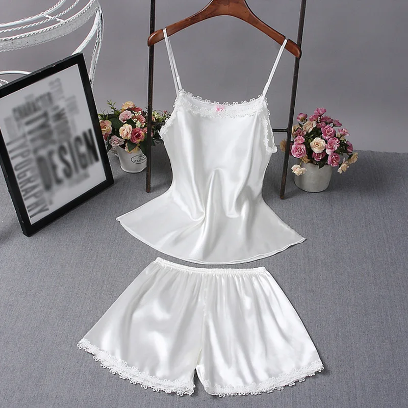 Women's Pajamas Sexy Lace Spaghetti Strap Pyjamas Women Summer Shorts Sets Rayon Silk Pajamas For Women Nightgown Sleepwear
Women's Pajamas Sexy Lace Spaghetti Strap Pyjamas Women Summer Shorts Sets Rayon Silk Pajamas For Women Nightgown Sleepwear