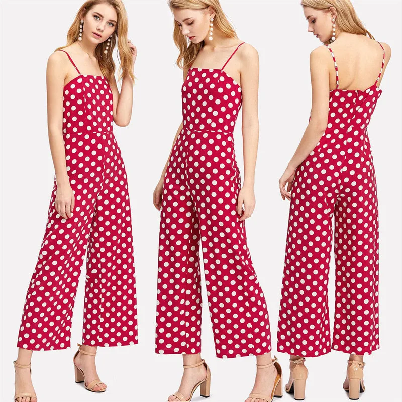 Women's Sexy Red Jumpsuit Clubwear Playsuit New 2018 Party Sleeveless White Dot Suspender Jumpsuit Romper Lady Long Trousers S-L 
Women's Sexy Red Jumpsuit Clubwear Playsuit New 2018 Party Sleeveless White Dot Suspender Jumpsuit Romper Lady Long Trousers S-L