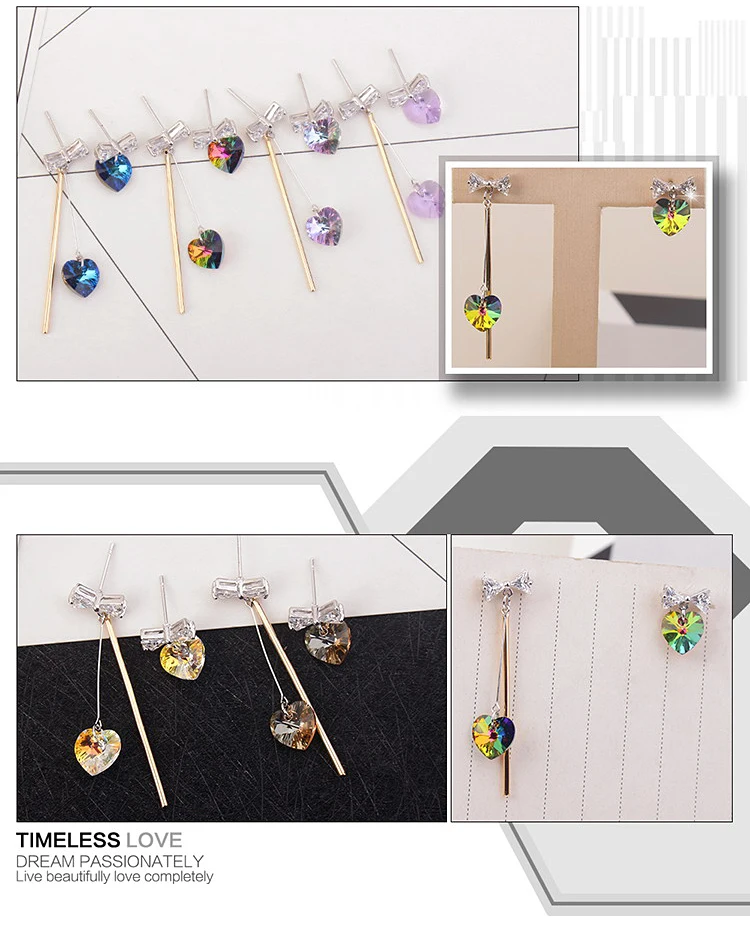 ANNGILL Real Love Heart Crystals From Swarovski Women Long Earrings Korean Bow-Knot Asymmetrical Drop Earrings Bohemian Jewelry
ANNGILL Real Love Heart Crystals From Swarovski Women Long Earrings Korean Bow-Knot Asymmetrical Drop Earrings Bohemian Jewelry