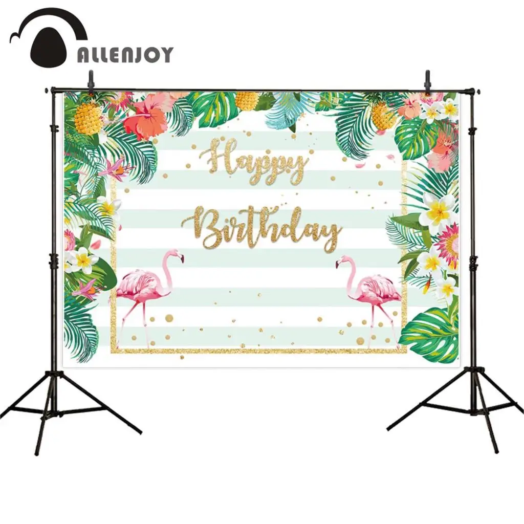 Allenjoy фон для дня рождения зеленые полосы Фламинго фрукты Фотофон фотосъемки обои