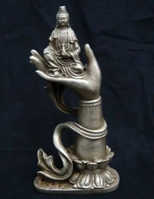 Tibet Tibetan Buddhist Silver Kwan Yin Buddha Hand Statue Garden Decoration 100% real Brass Bronze
Tibet Tibetan Buddhist Silver Kwan Yin Buddha Hand Statue Garden Decoration 100% real Brass Bronze
