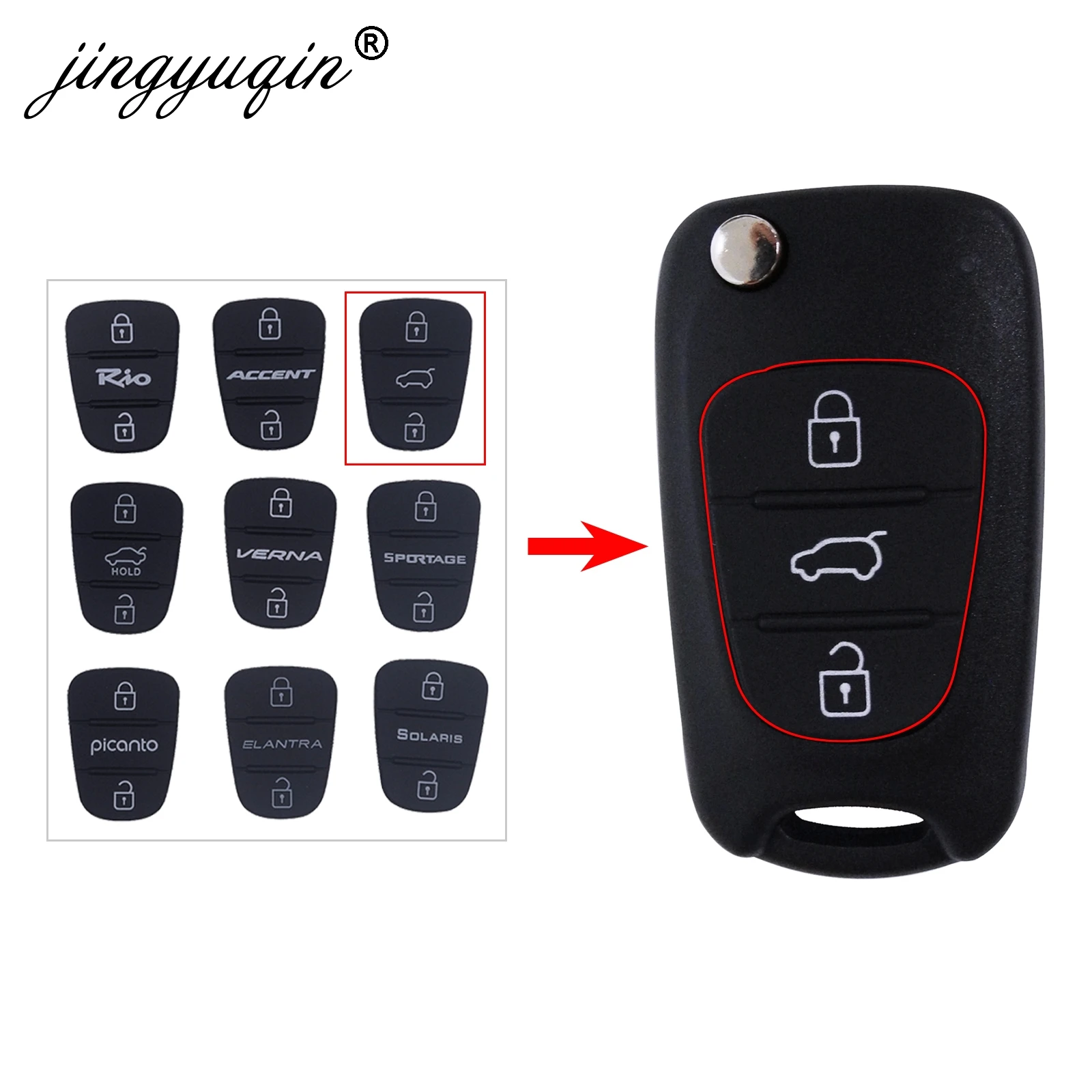 jingyuqin Rubber Button Pad For Kia Hyundai Accent Verna Elantra Solaris l30 IX35 Rio Sportage Picanto K2 K5 Flip Remote Car Key
jingyuqin Rubber Button Pad For Kia Hyundai Accent Verna Elantra Solaris l30 IX35 Rio Sportage Picanto K2 K5 Flip Remote Car Key