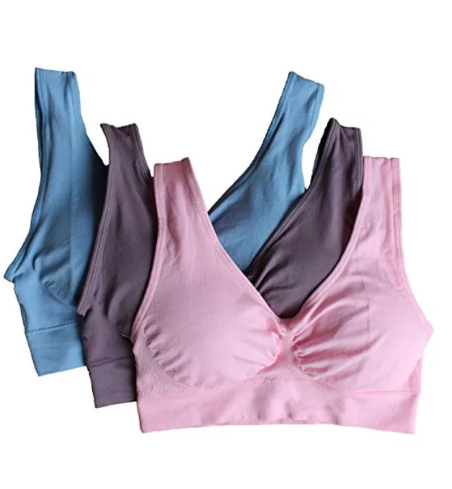 Women's Sports Bra Removable Pads 3-Pack Seamless Wireless Maternity Cotton Bra Training Cup Sexy Pink White ouc034
Women's Sports Bra Removable Pads 3-Pack Seamless Wireless Maternity Cotton Bra Training Cup Sexy Pink White ouc034