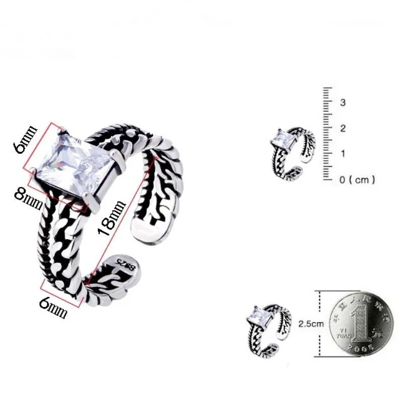 New Vintage Twisted Chain Zircon Thai Silver Opening Black Rings For Women 925 Sterling Silver Jewelry Party Gift Anillos SAR61
New Vintage Twisted Chain Zircon Thai Silver Opening Black Rings For Women 925 Sterling Silver Jewelry Party Gift Anillos SAR61