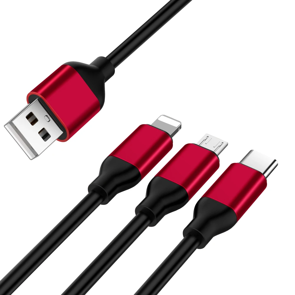 Кабель Micro USB 3 в 1 Тип C 8pin для iPhone X XS 7 Plus Samsung S9 кабель шнур быстрой зарядки S10