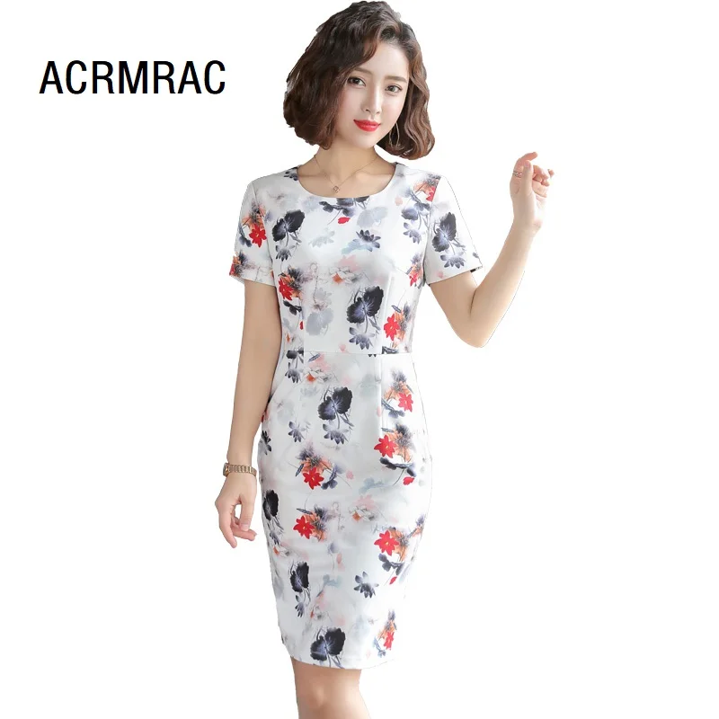Women dress Slim summer printing Short sleeve O-Neck Business Formal OL dress Woman 977
Women dress Slim summer printing Short sleeve O-Neck Business Formal OL dress Woman 977