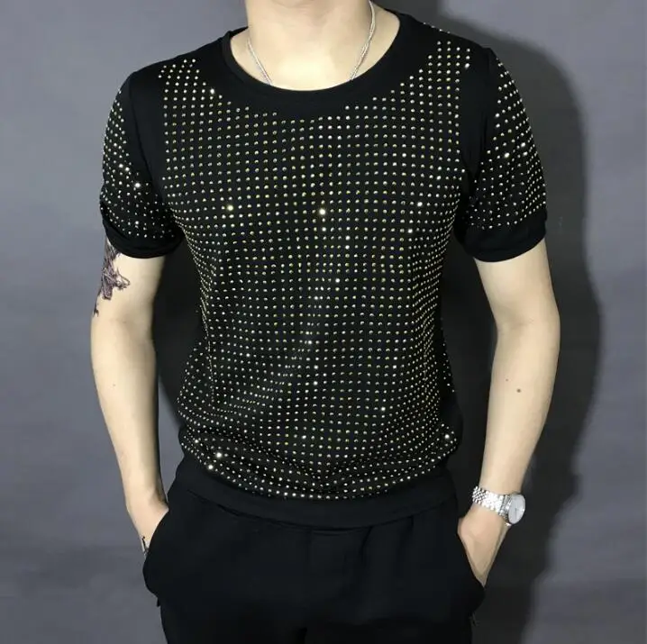 Spring Summer 2021 New Street Fashion Male Tshirt Hot Drilling Mercerized Cotton Men Tops Crystal Diamonds Round Neck T-shirt
Spring Summer 2021 New Street Fashion Male Tshirt Hot Drilling Mercerized Cotton Men Tops Crystal Diamonds Round Neck T-shirt