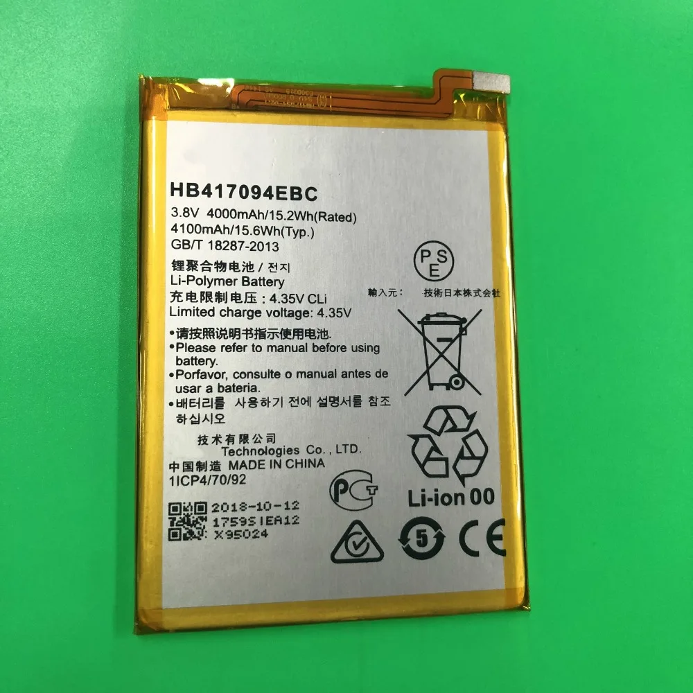 Новый ячейка большой емкости телефон Батарея 4100 мА/ч HB417094EBC для huawei Ascend Коврики 7