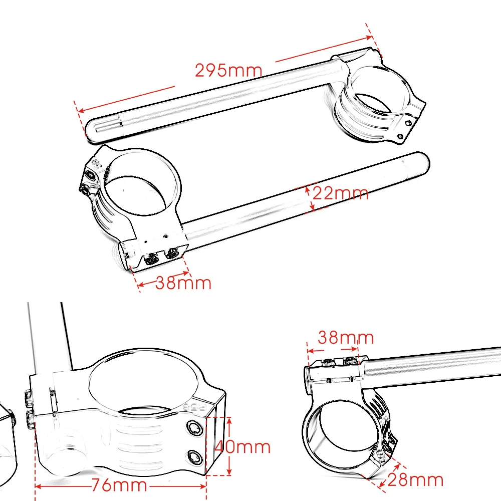 7/8" 22mm Universal Handlebar Fork Tube Clip On Ons 31 33 35 36 37 39 40 41 43 45 46 48 50 51 52 53 54 MM CNC Handle Bars Grips
7/8" 22mm Universal Handlebar Fork Tube Clip On Ons 31 33 35 36 37 39 40 41 43 45 46 48 50 51 52 53 54 MM CNC Handle Bars Grips
