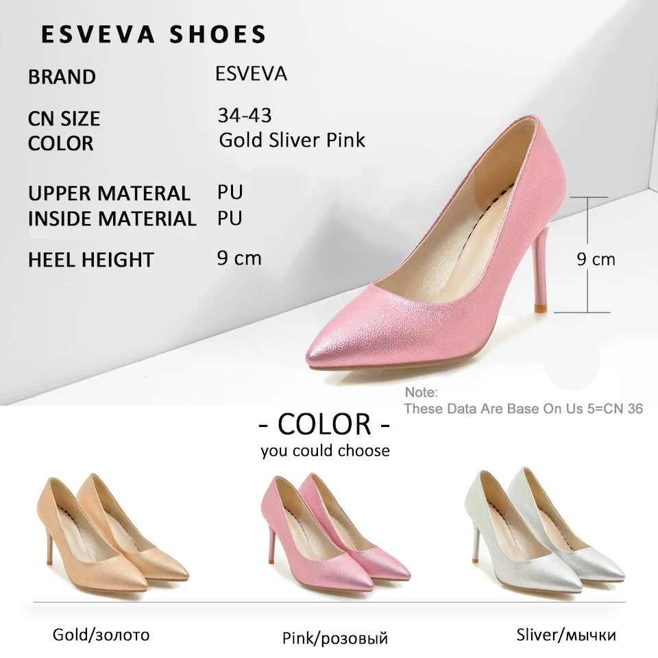 ESVEVA 2018 Women Pumps Sexy Slip on Shoes Thin High Heels Pink Pointed Toe Simple and Fashion Party Women Shoes Size 34-43
ESVEVA 2018 Women Pumps Sexy Slip on Shoes Thin High Heels Pink Pointed Toe Simple and Fashion Party Women Shoes Size 34-43