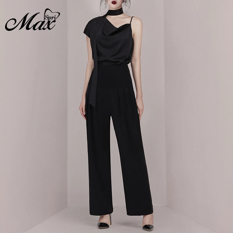 Max Spri 2019 New Fashion Women Asymmetrical Top With Tie Ruched Loose Pants Satin Stylish For Office Lady 2 Piece Sets Black
Max Spri 2019 New Fashion Women Asymmetrical Top With Tie Ruched Loose Pants Satin Stylish For Office Lady 2 Piece Sets Black