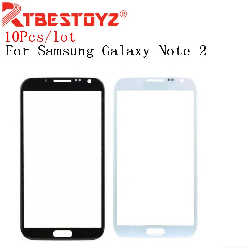 RTBESTOYZ 10 шт./лот передняя внешняя стеклянная панель для Samsung Galaxy Note 2 N7100 Передняя