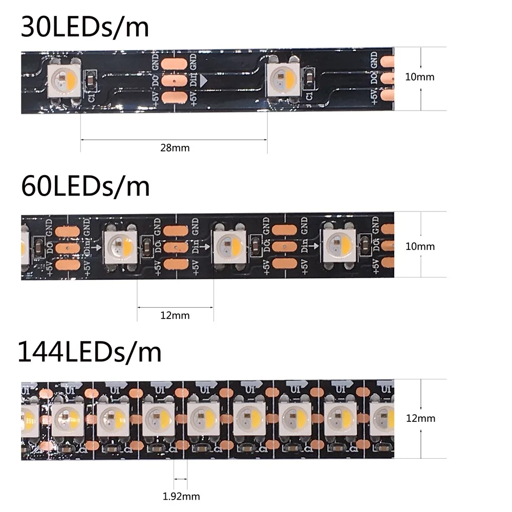 SK6812 RGBW(Similar WS2812B) 4 In 1 IP30/IP65/IP67 Individual Addressable Led Strip Light 30/60/144 Leds/Pixels/m DC5V
SK6812 RGBW(Similar WS2812B) 4 In 1 IP30/IP65/IP67 Individual Addressable Led Strip Light 30/60/144 Leds/Pixels/m DC5V