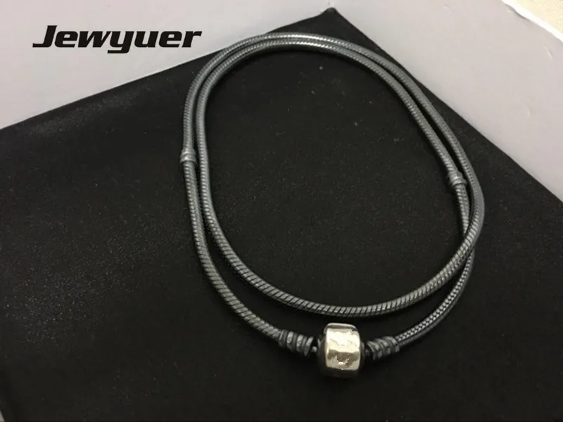 High quality Oxidized silver bracelets for women snake chain bangle fit bead charm 925 sterling jewelry DIY jewyuer YL002 | Украшения и