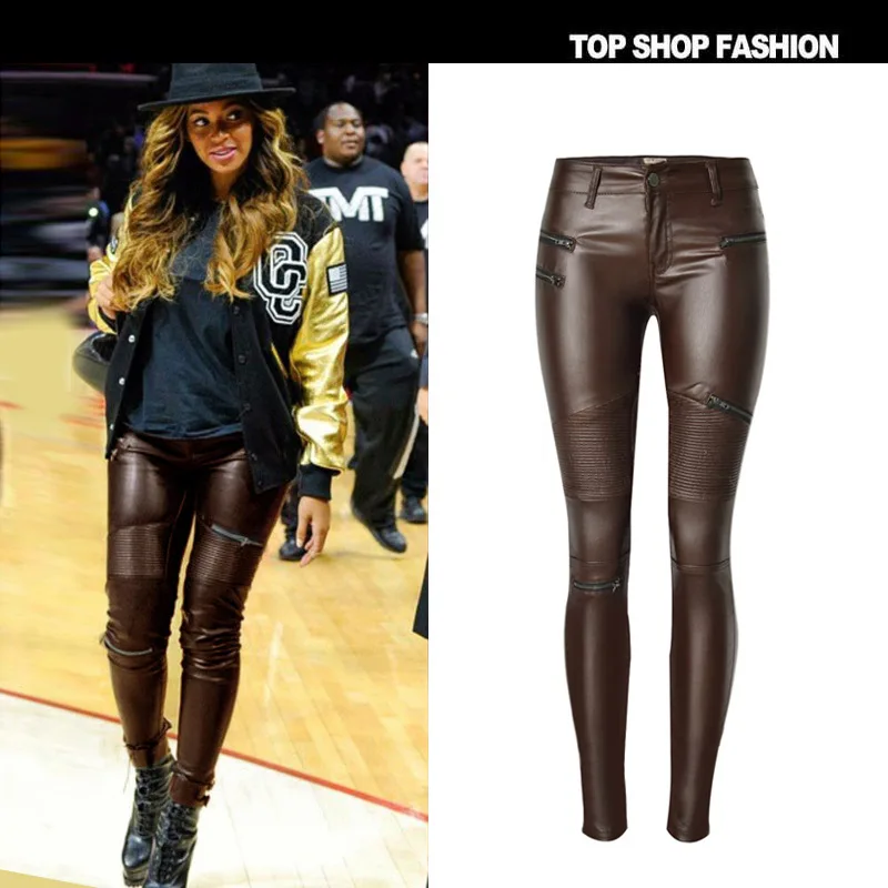 New and the United States hot Brown Leather skinny jean zipper motorcycle models have multiple splicing code
New and the United States hot Brown Leather skinny jean zipper motorcycle models have multiple splicing code
